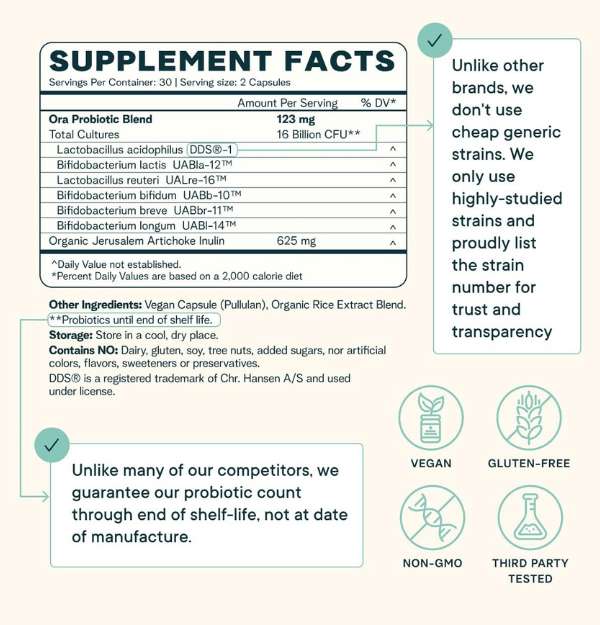 Ora Organics Supplement Facts Label