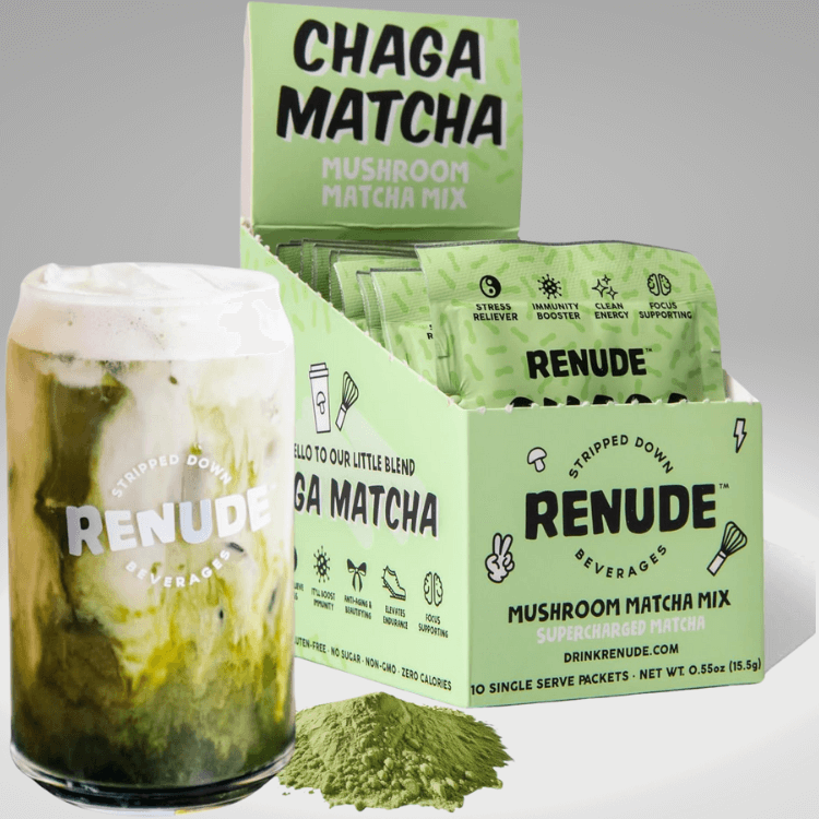 Renude Chaga Matcha Mushroom Mix (10 single serve packets)